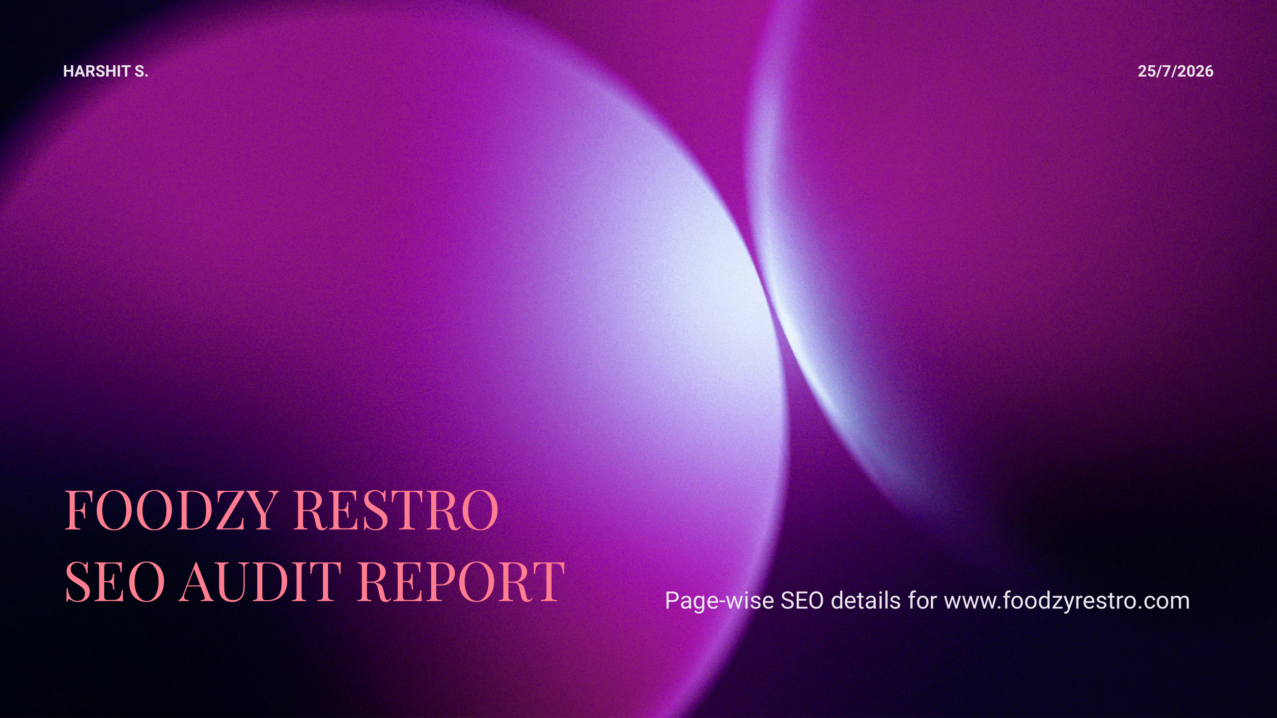 Cover of the Foodzy Restro SEO Audit Report