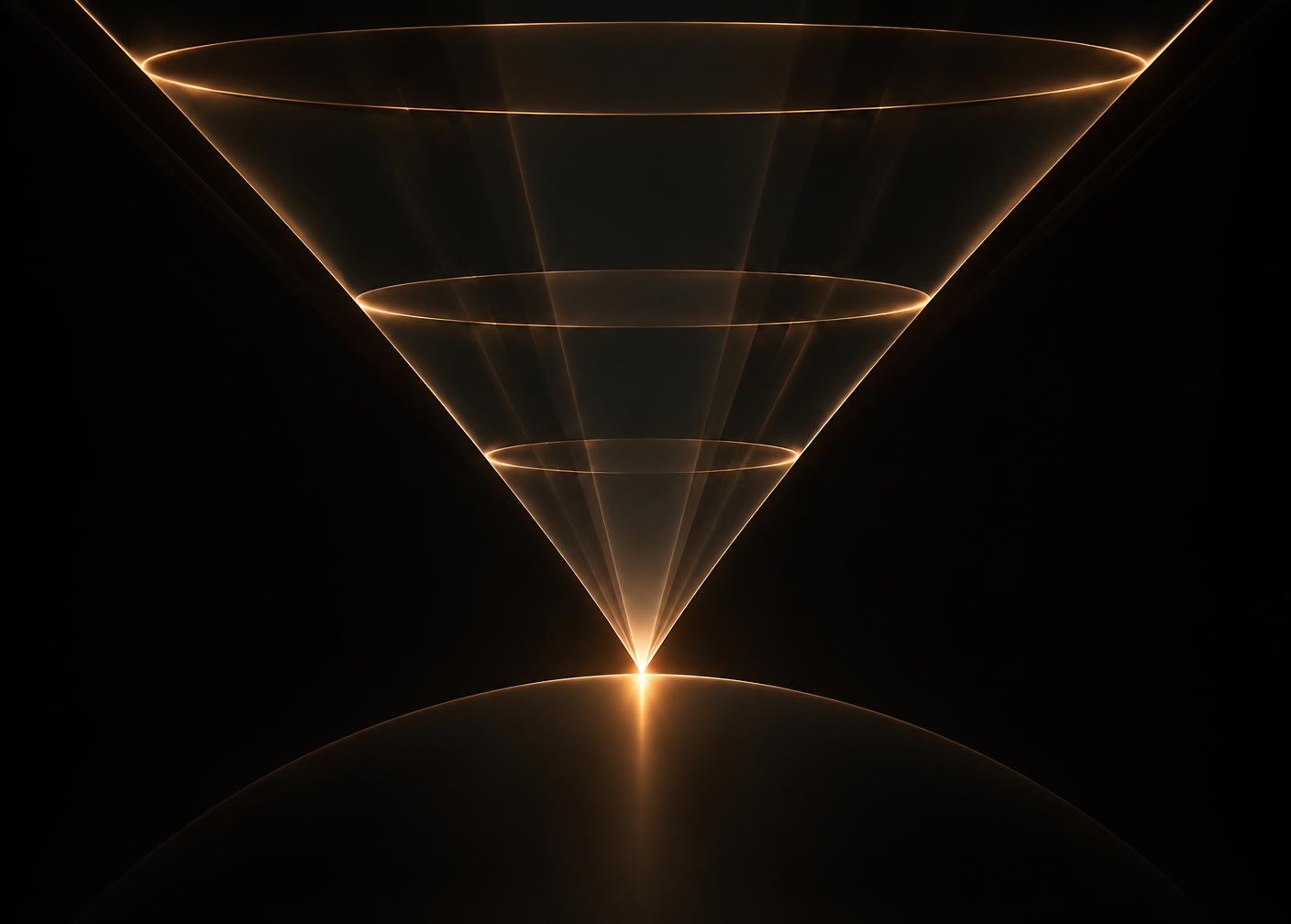 Abstract dark visual representing a paid search advertising funnel