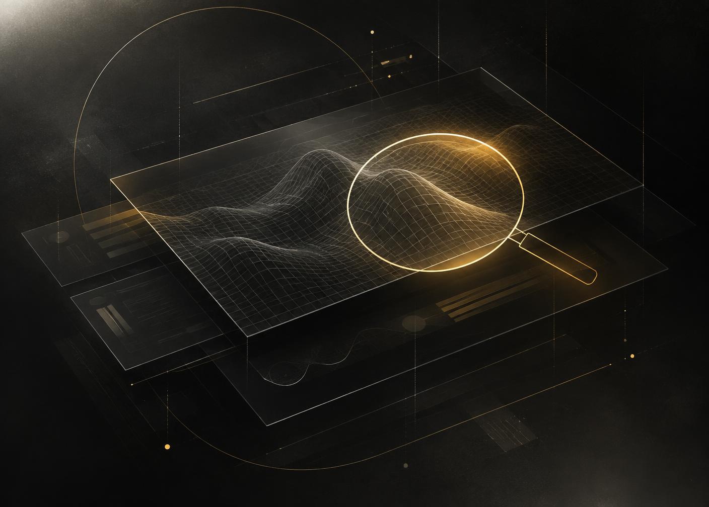 Abstract dark visual representing search engine optimisation analysis